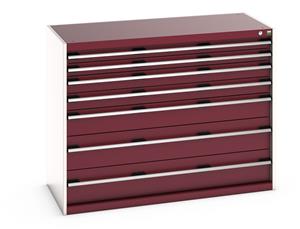 40022125.** cubio drawer cabinet with 7 drawers. WxDxH: 1300x650x1000mm. RAL 7035/5010 or selected